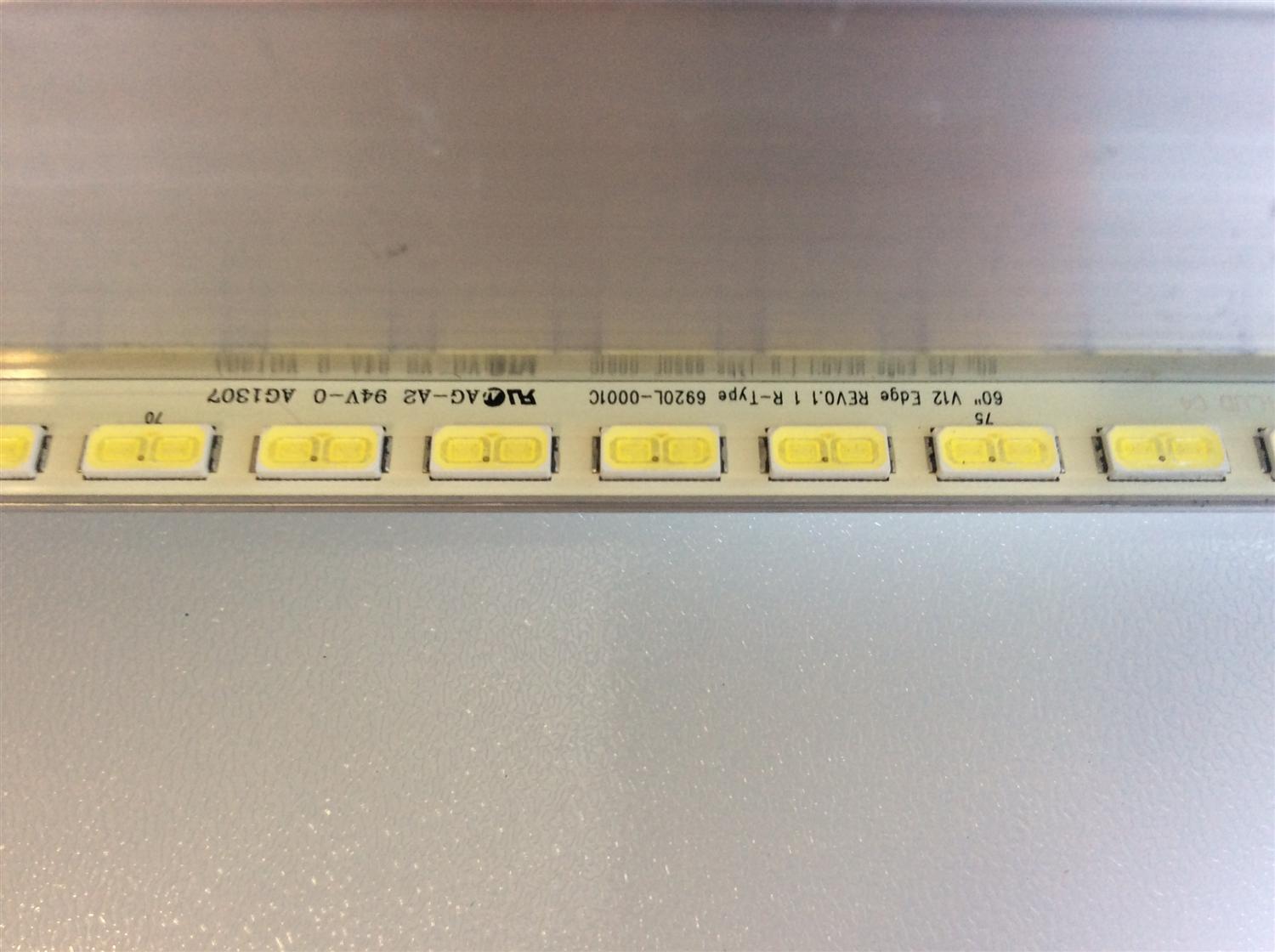 KIT DE LED'S PARA TV (2 PIEZAS) / LG AG1307 / 60" V12 Edge REV0.1 1 L-TYPE 6920L-0001C / 60" V12 Edge REV0.1 1 R-TYPE 6920L-0001C / PANEL LC600EUD (FE)(F1) / MODELO 60LM7200-UA / 60LM7200-UA.AUSWLJM - Imagen 3